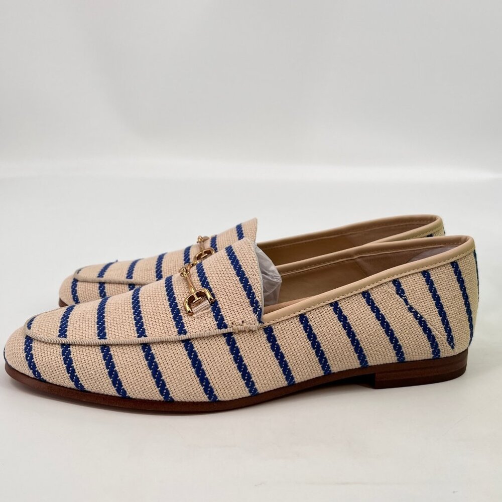 Sam Edelman Loraine Loafer Cobalt Stripe Size 8.5 Fabric Bit Almond Toe Flat - Picture 6 of 13